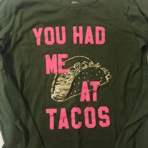 Girls Carters Long Sleeve Tacos T-shirt Size 10